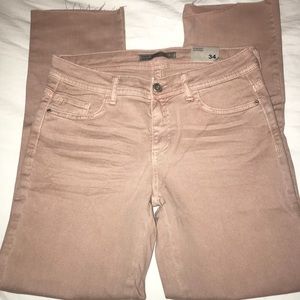 Zara pink straight cropped jeans